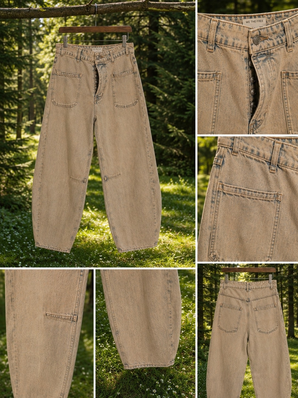 Free People Barrel Jeans Front Button Closure NWOT M, Dusty Blue Color - Picture 10 of 10
